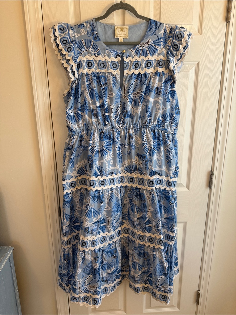Sail to Sable Blue and White Floral Eyelet Sundress